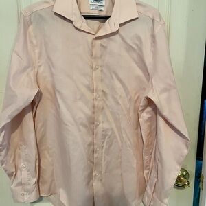 Calvin Klein Men's Pale salmon Dress Shirt slim fit stretch large 16 neck 32/33
